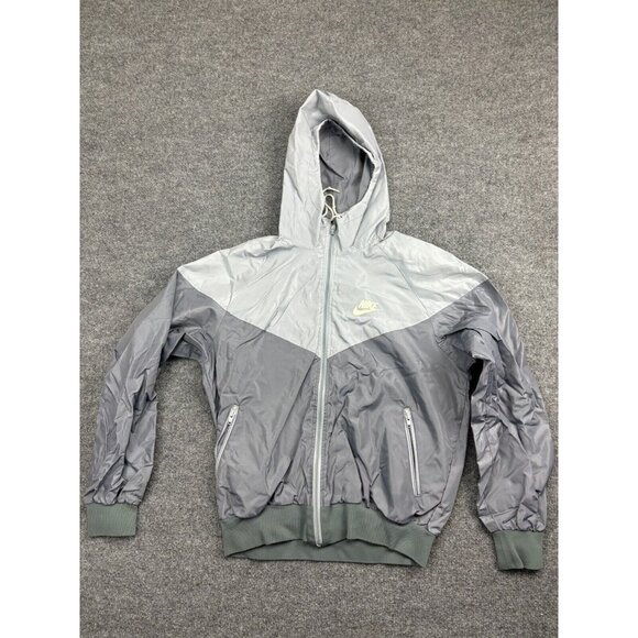 VNTG 90s Nike Jacket Men's Large Gray Windrunner Windbreaker Full Zip Hooded - Picture 1 of 6